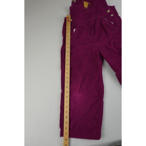 Vintage Disney Winnie The Pooh Overalls Girls Size 7-8 Embroidered Maroon Purple - Picture 4 of 7